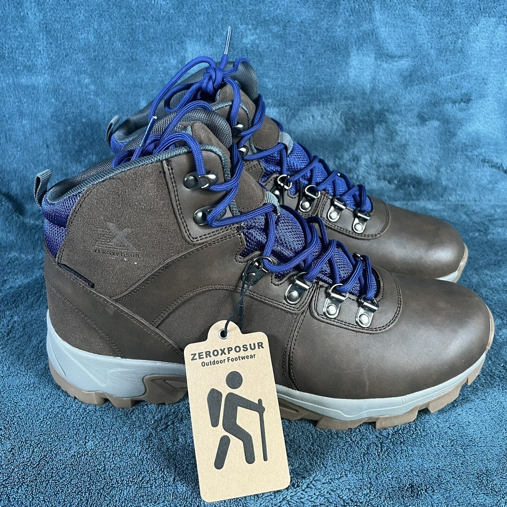 Zeroxposur Men's Blue Hiking Boots Portland Mid WP Cheatnut‎ Size 11.5 M